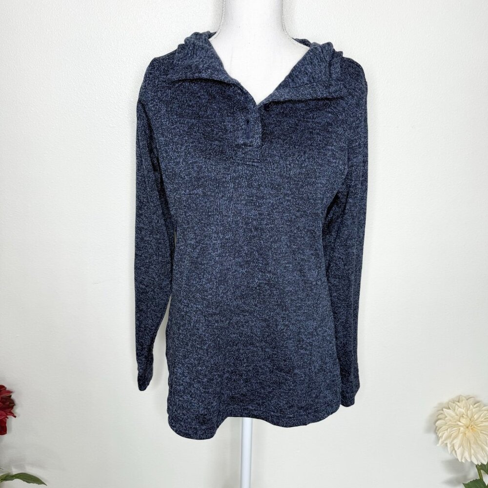 Columbia Blue Marled Fleece Pullover Hoodie Size M Preppy Outdoors Athliesure